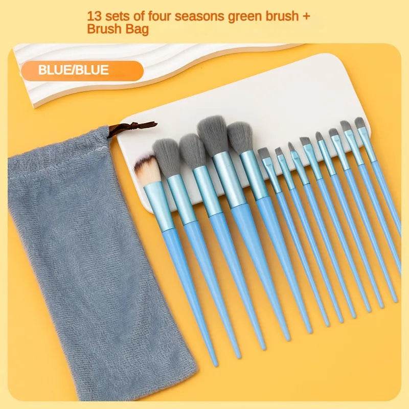 13purpleflower holly leaf makeup brush suit soft hair face powder highlight blush brush eye shadow brush full set of beauty tool - TajarPro