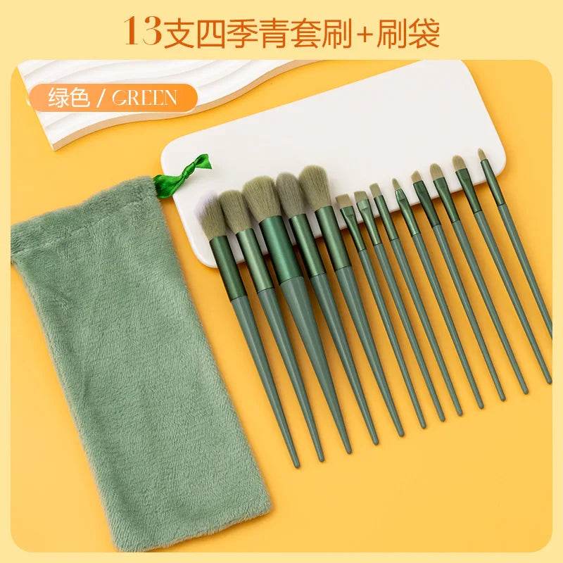 13purpleflower holly leaf makeup brush suit soft hair face powder highlight blush brush eye shadow brush full set of beauty tool - TajarPro