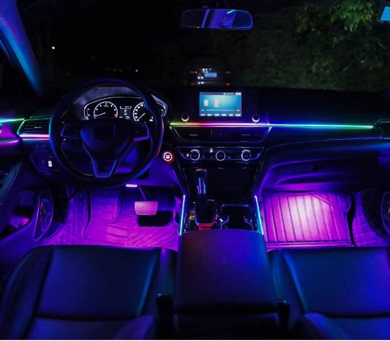10/14/18 in 1 Led Car Ambient Lights 213 64 Color RGB Symphony Streamer Bluetooth Rainbow Acrylic Strips Atmosphere Lamp Kit 12V - TajarPro