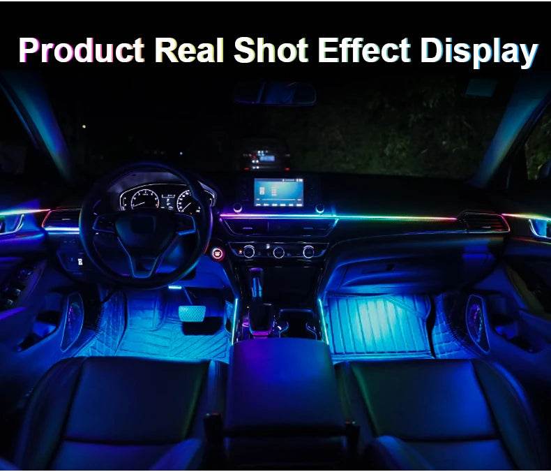 10/14/18 in 1 Led Car Ambient Lights 213 64 Color RGB Symphony Streamer Bluetooth Rainbow Acrylic Strips Atmosphere Lamp Kit 12V - TajarPro