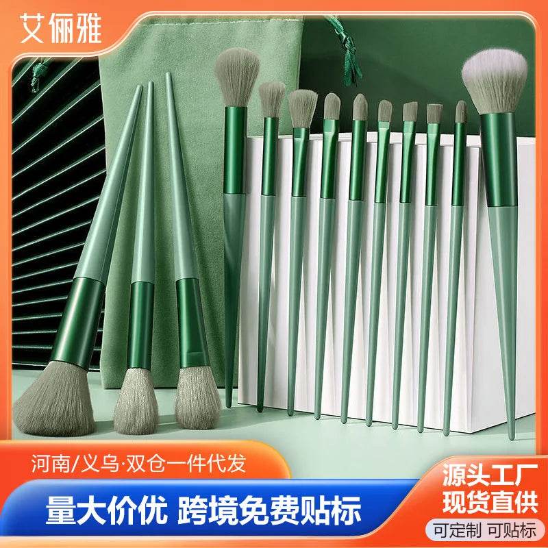 13purpleflower holly leaf makeup brush suit soft hair face powder highlight blush brush eye shadow brush full set of beauty tool - TajarPro