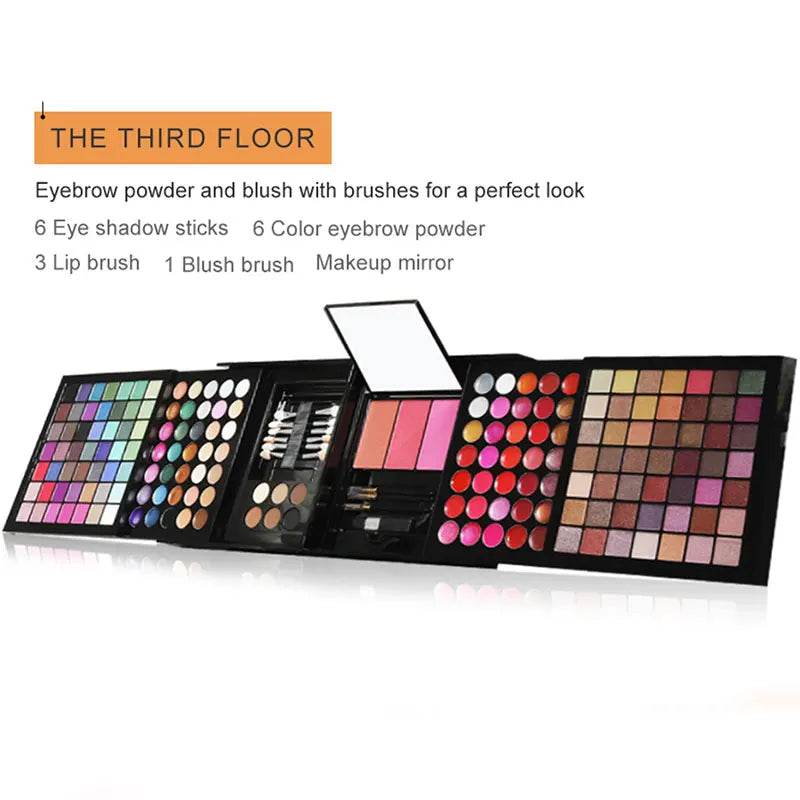 177 Color Makeup Set Including Eyeshadow Palette Blush lip Gloss Concealer,All-in-one Women's Makeup et,Complete Set with Mirror - TajarPro