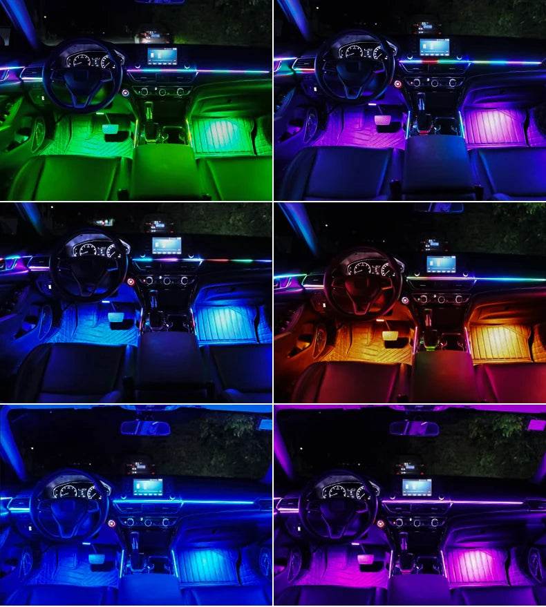 10/14/18 in 1 Led Car Ambient Lights 213 64 Color RGB Symphony Streamer Bluetooth Rainbow Acrylic Strips Atmosphere Lamp Kit 12V - TajarPro
