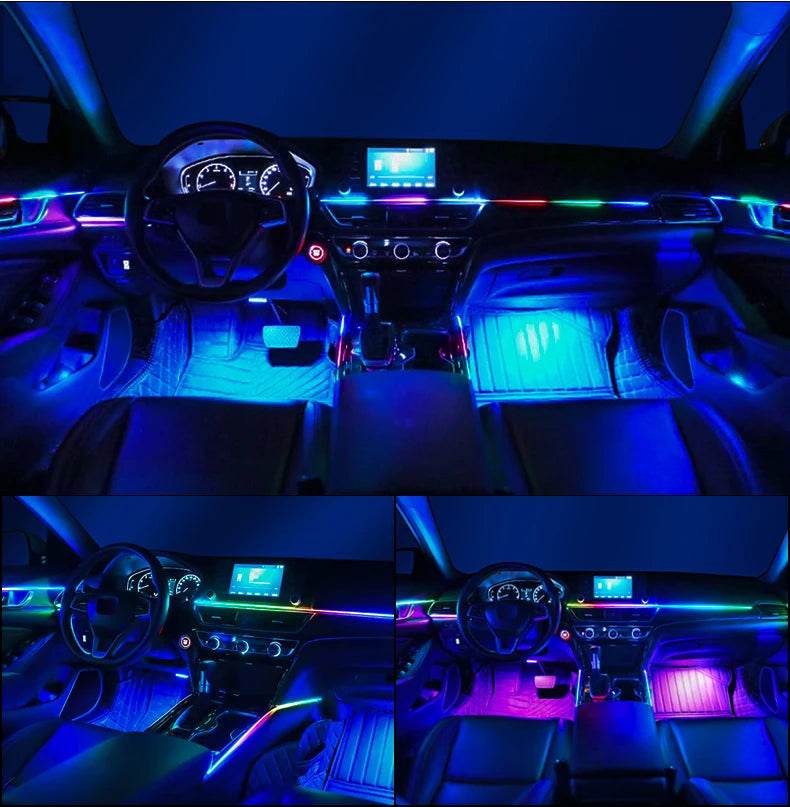 10/14/18 in 1 Led Car Ambient Lights 213 64 Color RGB Symphony Streamer Bluetooth Rainbow Acrylic Strips Atmosphere Lamp Kit 12V - TajarPro