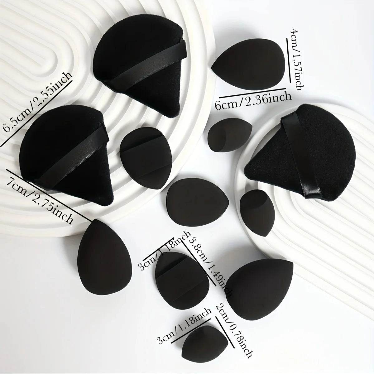 12-Piece All-Purpose Makeup Sponge Set, Made of 3 Loose Powder Puffs, 3 Mini Air Cushion Puffs, 3 Beauty Eggs and 3 Mini Beauty - TajarPro