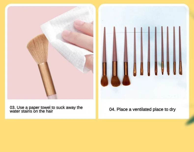 13purpleflower holly leaf makeup brush suit soft hair face powder highlight blush brush eye shadow brush full set of beauty tool - TajarPro