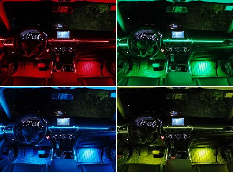 10/14/18 in 1 Led Car Ambient Lights 213 64 Color RGB Symphony Streamer Bluetooth Rainbow Acrylic Strips Atmosphere Lamp Kit 12V - TajarPro