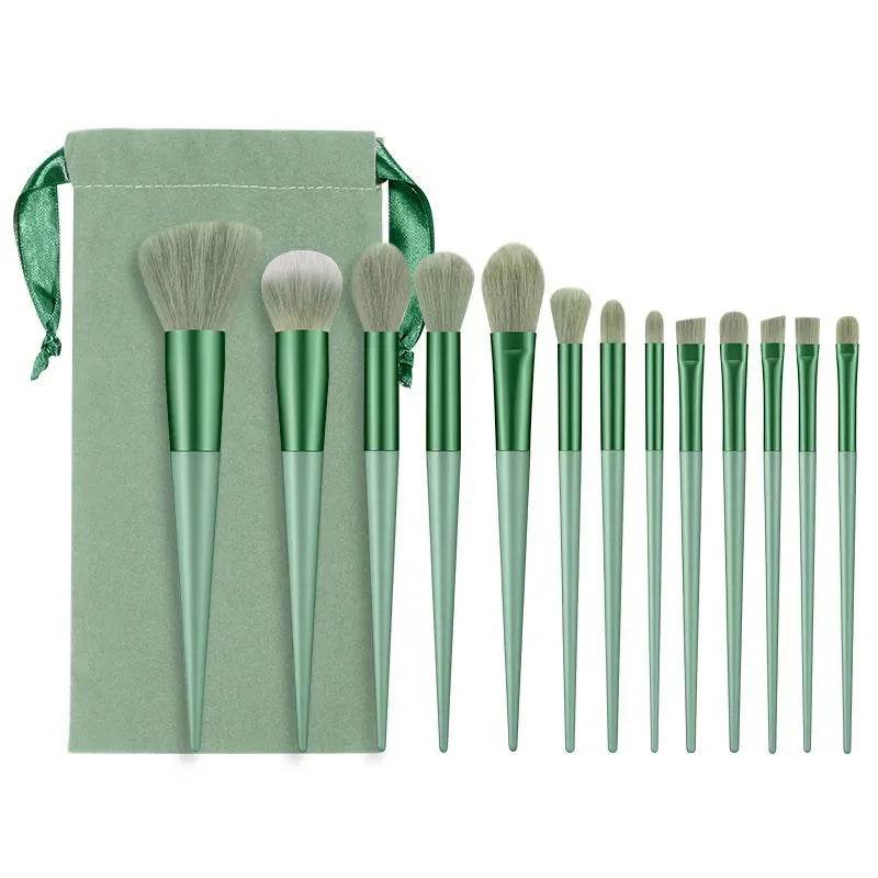 13purpleflower holly leaf makeup brush suit soft hair face powder highlight blush brush eye shadow brush full set of beauty tool - TajarPro