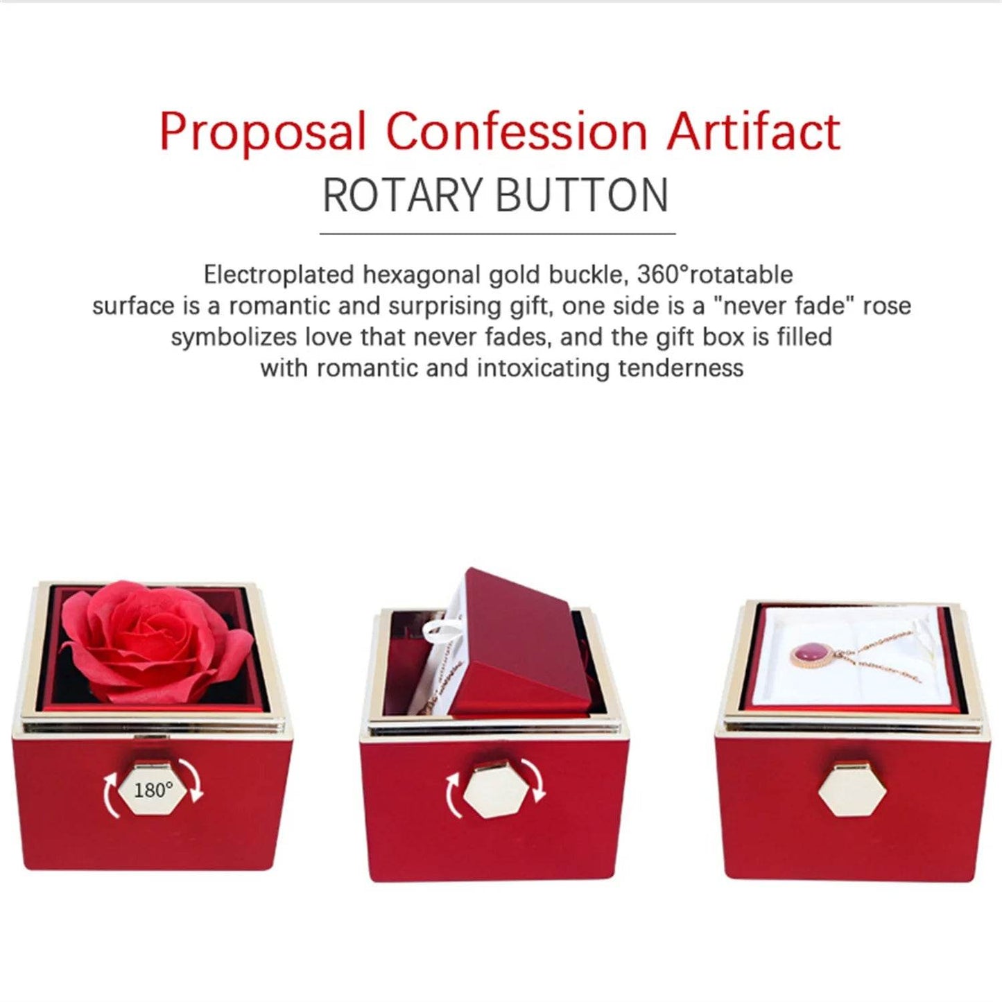 2024 New Valentine's Day Gift Custom for Women Double Heart Engraved Name Steel Necklace Eternal Rose Box Wedding Ring Box - TajarPro