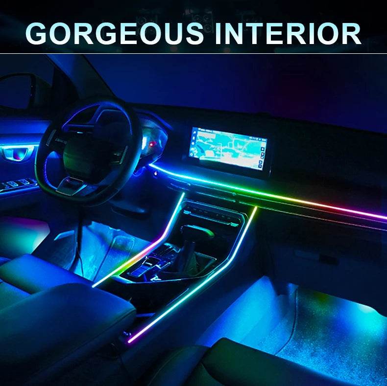 10/14/18 in 1 Led Car Ambient Lights 213 64 Color RGB Symphony Streamer Bluetooth Rainbow Acrylic Strips Atmosphere Lamp Kit 12V - TajarPro