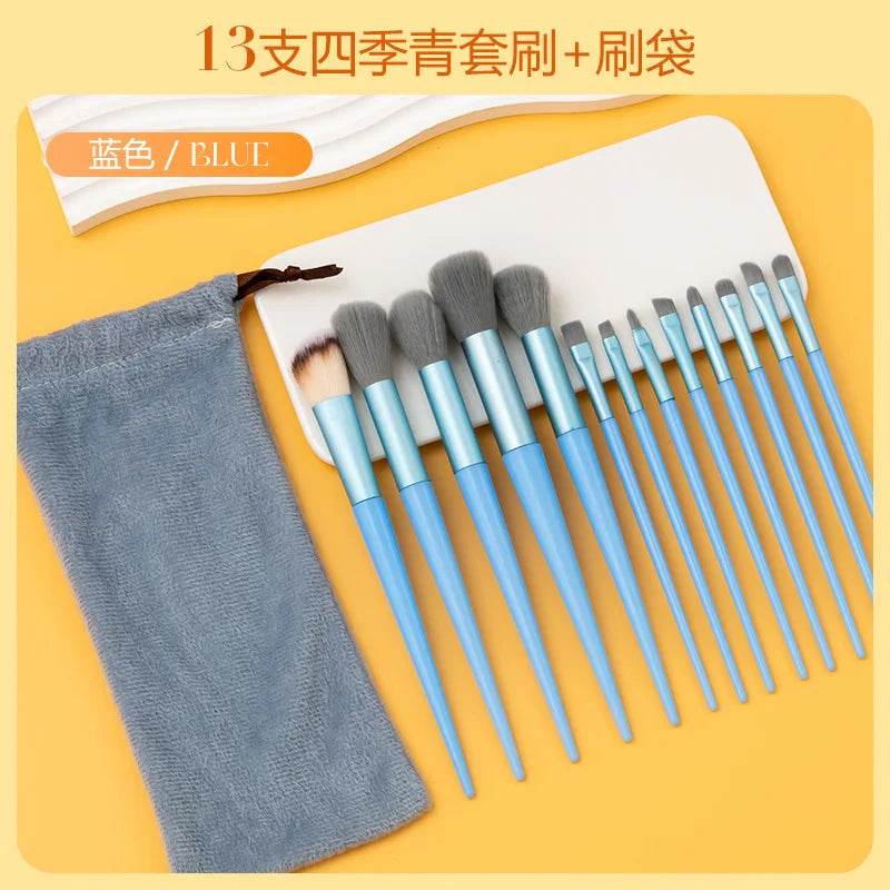 13purpleflower holly leaf makeup brush suit soft hair face powder highlight blush brush eye shadow brush full set of beauty tool - TajarPro