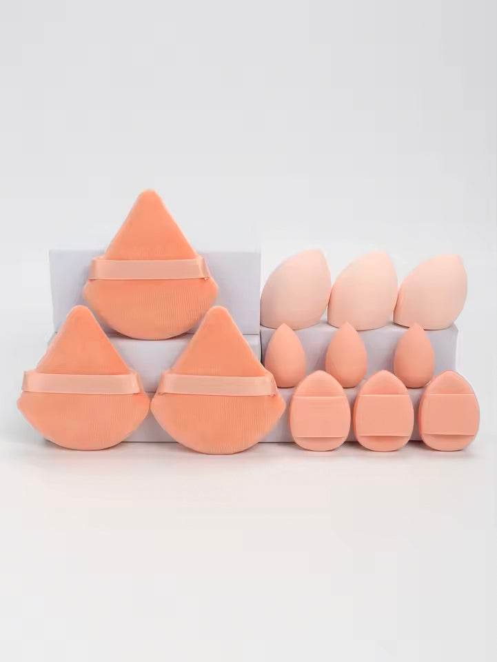 12-Piece All-Purpose Makeup Sponge Set, Made of 3 Loose Powder Puffs, 3 Mini Air Cushion Puffs, 3 Beauty Eggs and 3 Mini Beauty - TajarPro