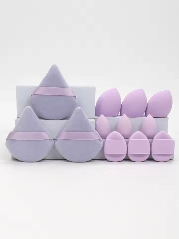 12-Piece All-Purpose Makeup Sponge Set, Made of 3 Loose Powder Puffs, 3 Mini Air Cushion Puffs, 3 Beauty Eggs and 3 Mini Beauty - TajarPro