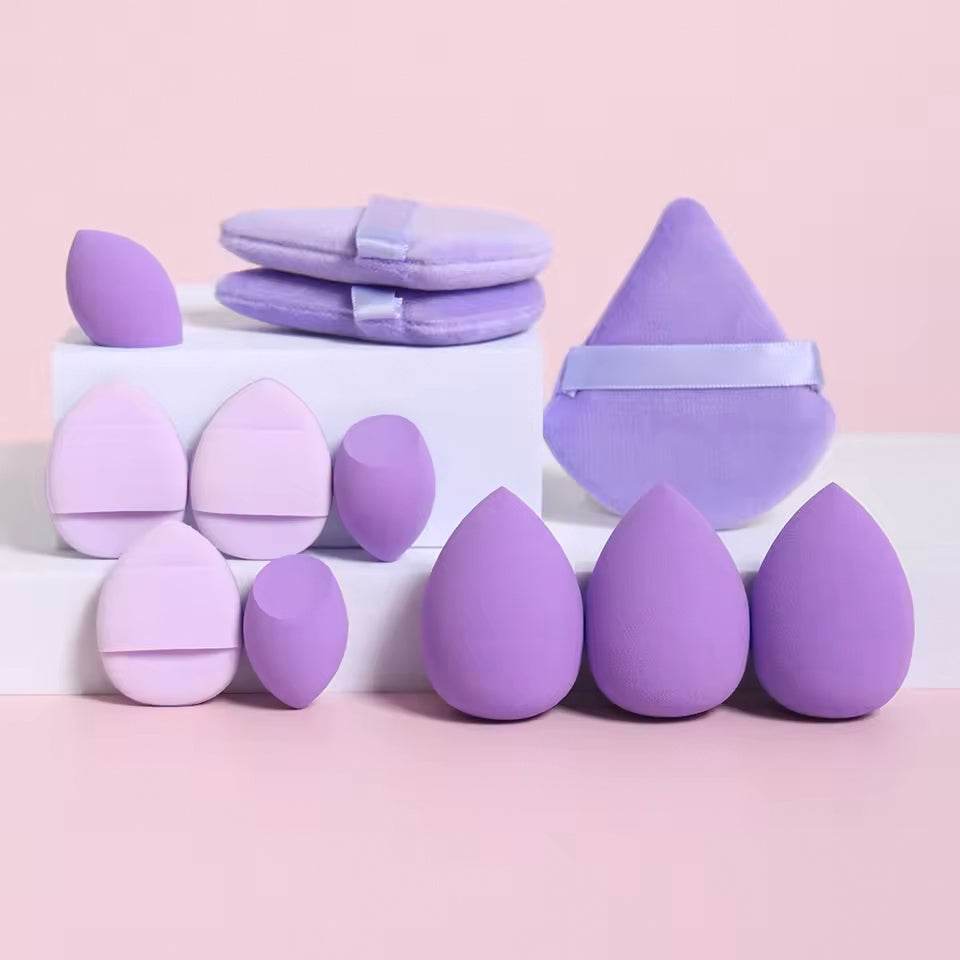 12-Piece All-Purpose Makeup Sponge Set, Made of 3 Loose Powder Puffs, 3 Mini Air Cushion Puffs, 3 Beauty Eggs and 3 Mini Beauty - TajarPro