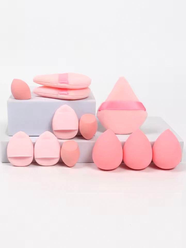 12-Piece All-Purpose Makeup Sponge Set, Made of 3 Loose Powder Puffs, 3 Mini Air Cushion Puffs, 3 Beauty Eggs and 3 Mini Beauty - TajarPro