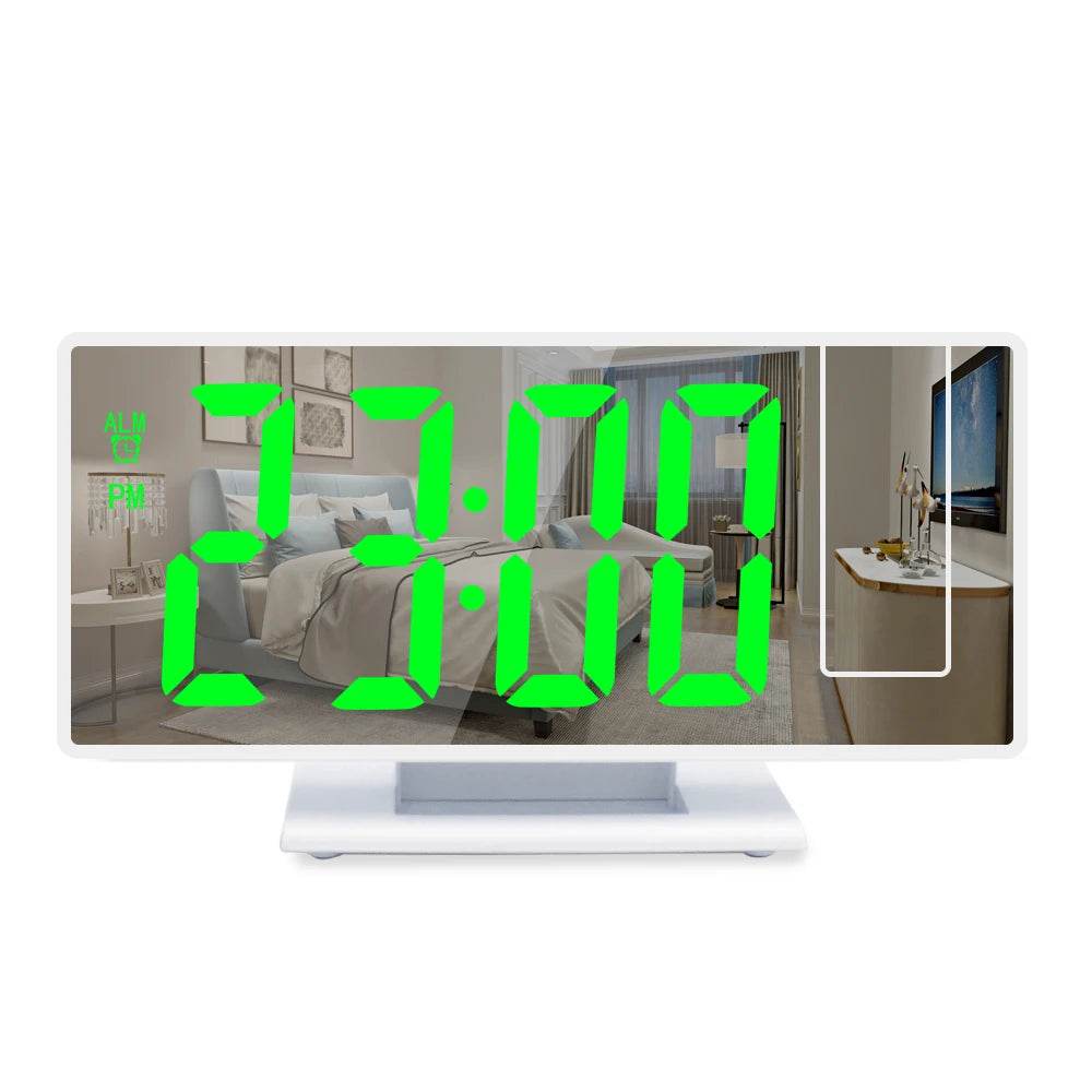 180° Arm Projection Alarm Clock Time Temperature USB Plug-in Digital Alarm Clock Snooze Table Clock 12/24H Projector LED Clock - TajarPro