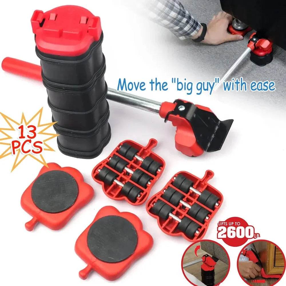 15PCS Furniture Moving Transport Roller Set Removal Lifting Moving Tool Set Wheel Bar Mover Moving Heavy Stuffs Device Hand Tool - TajarPro