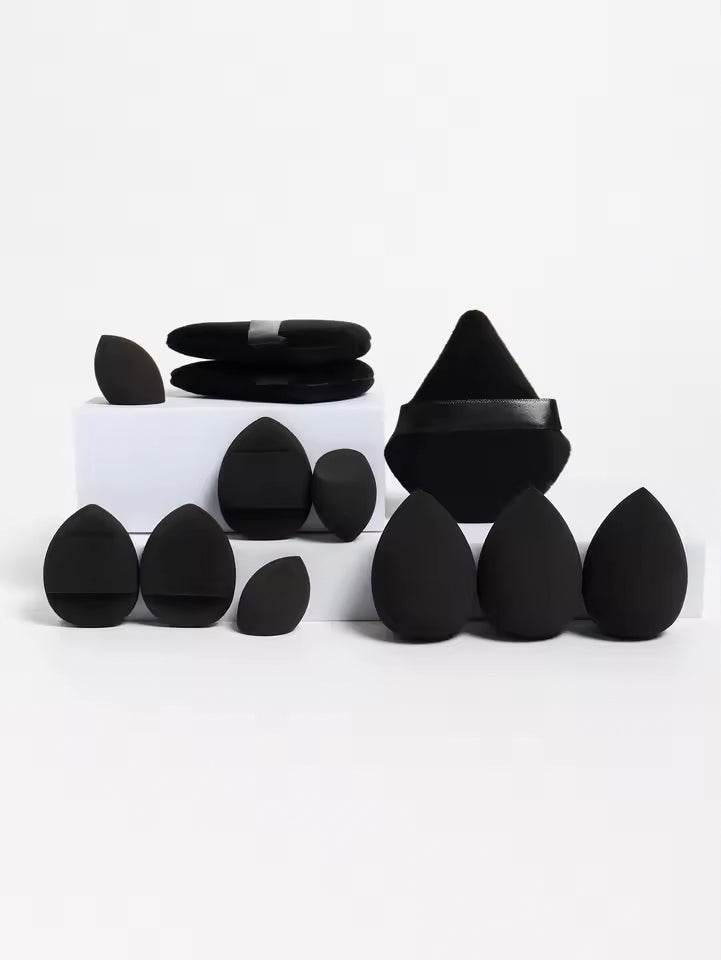 12-Piece All-Purpose Makeup Sponge Set, Made of 3 Loose Powder Puffs, 3 Mini Air Cushion Puffs, 3 Beauty Eggs and 3 Mini Beauty - TajarPro