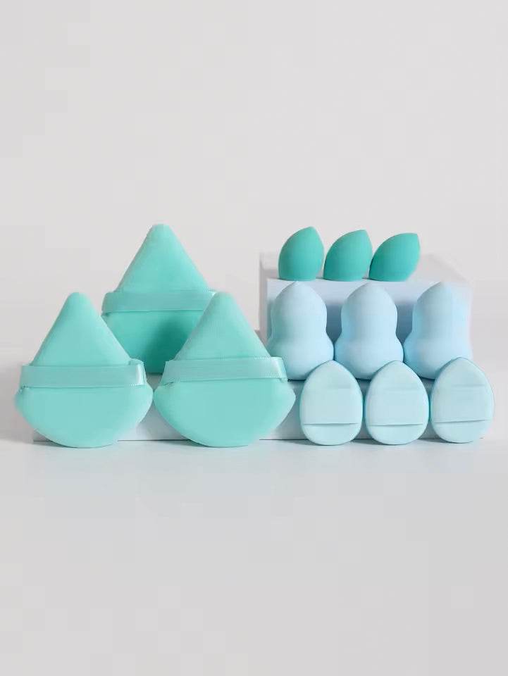 12-Piece All-Purpose Makeup Sponge Set, Made of 3 Loose Powder Puffs, 3 Mini Air Cushion Puffs, 3 Beauty Eggs and 3 Mini Beauty - TajarPro