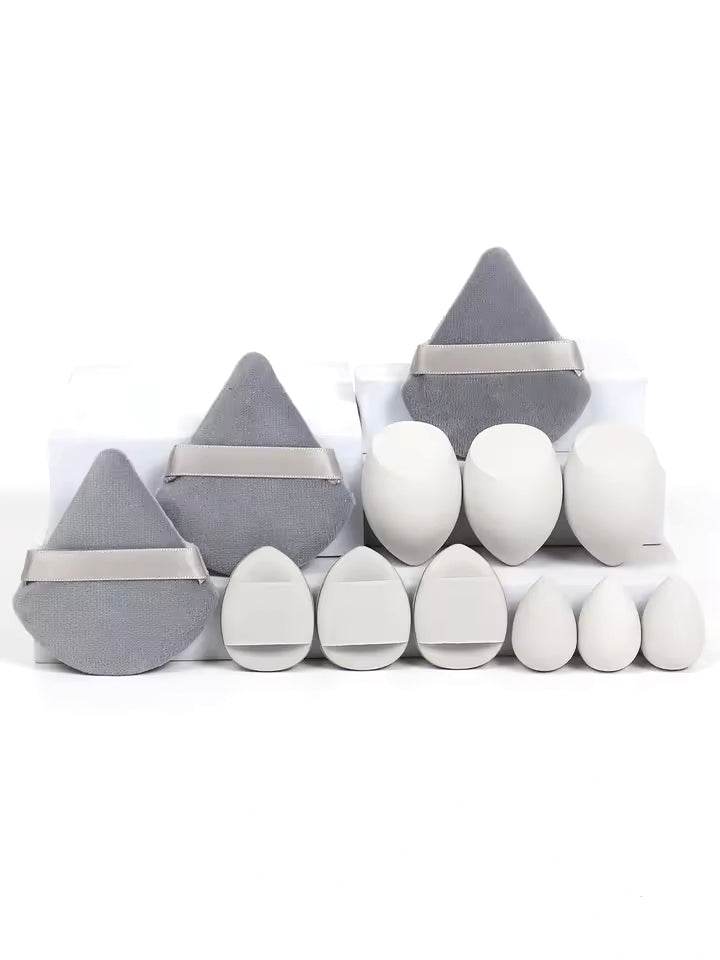 12-Piece All-Purpose Makeup Sponge Set, Made of 3 Loose Powder Puffs, 3 Mini Air Cushion Puffs, 3 Beauty Eggs and 3 Mini Beauty - TajarPro