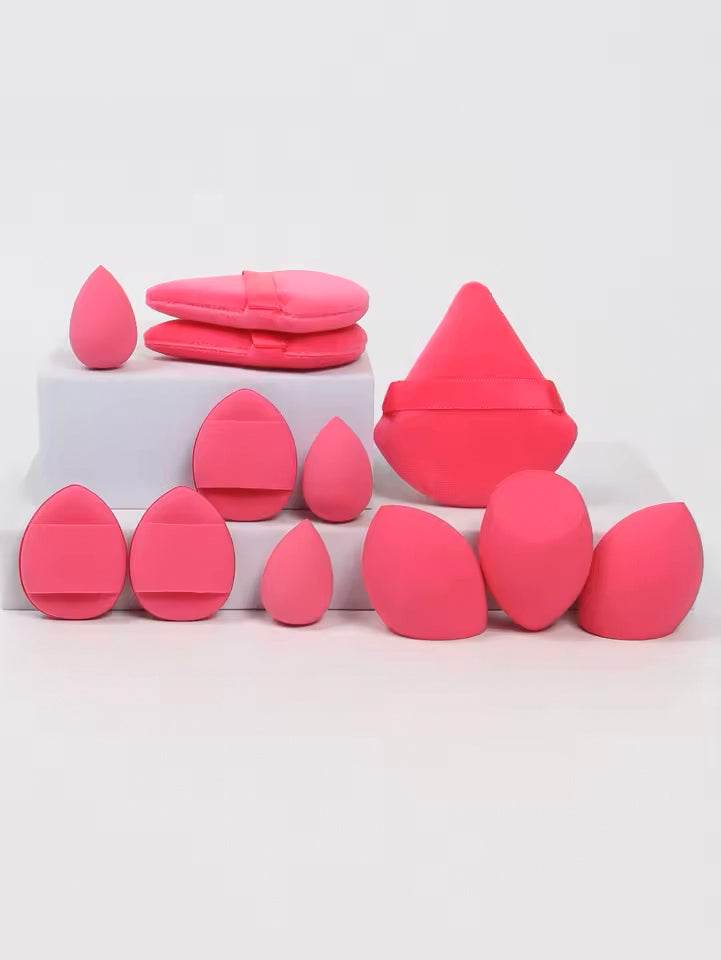 12-Piece All-Purpose Makeup Sponge Set, Made of 3 Loose Powder Puffs, 3 Mini Air Cushion Puffs, 3 Beauty Eggs and 3 Mini Beauty - TajarPro